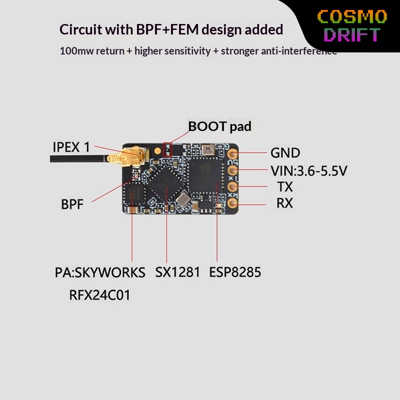 Drone Rc Receiver And Transmitter - Receptor BAYCK Expresslrs Elrs 2.4 Ghz
