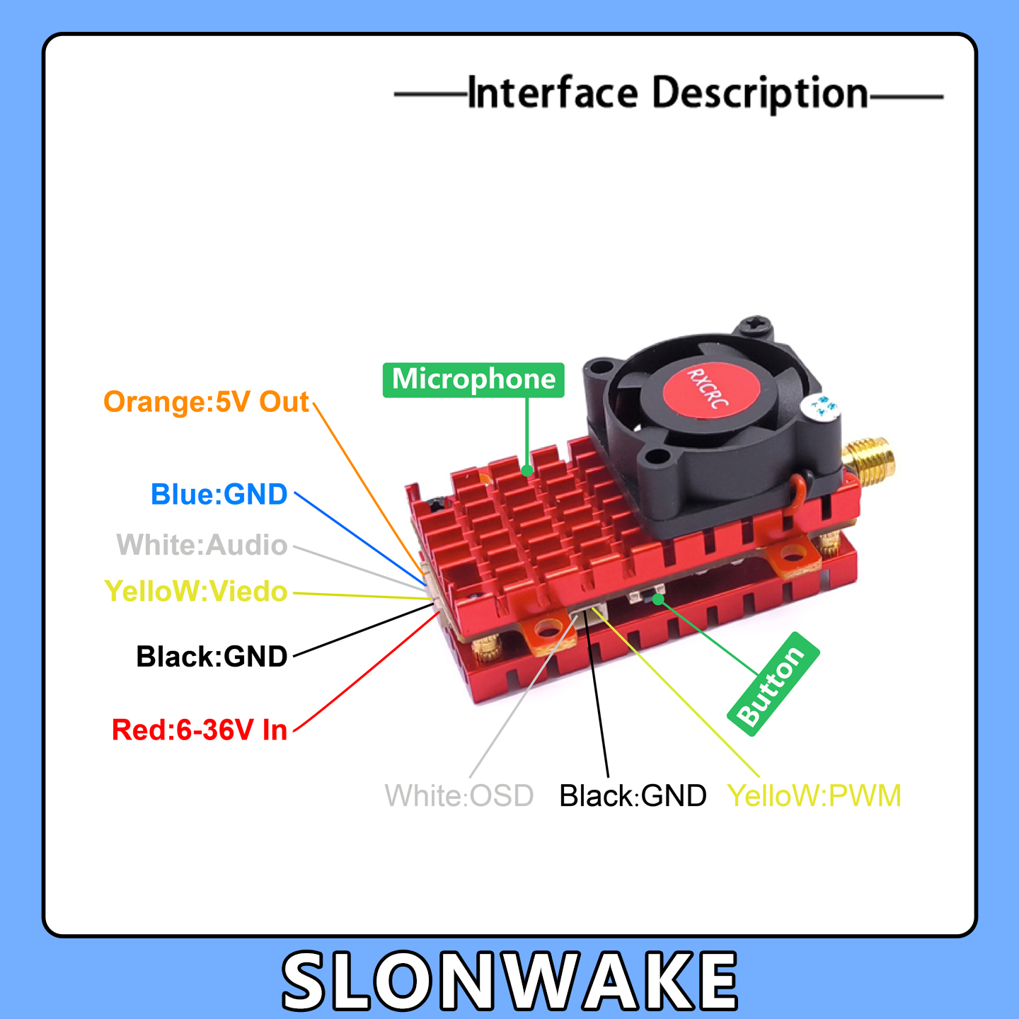 SLONWAKE 5,8G 2W VTX FPV 1800T - Drone Rc Board reseña y precio