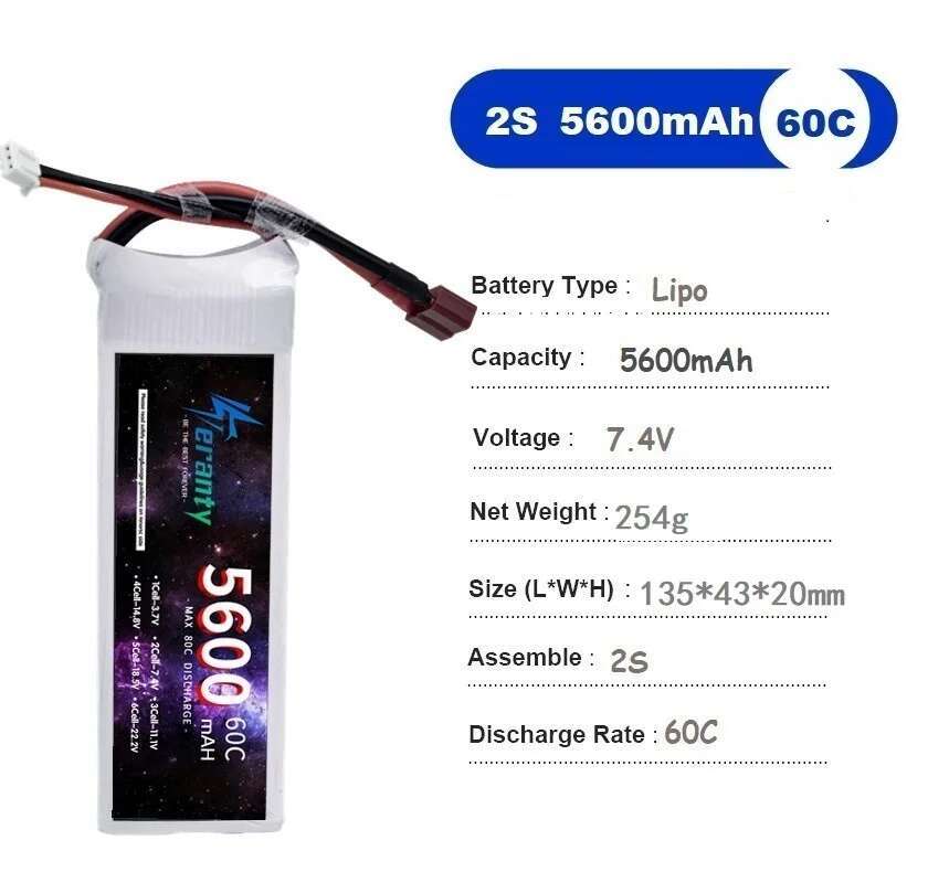 TERANTY 5600MAH 60C 2S 3S 4S 6 - Rc Drift Car Kit reseña y precio